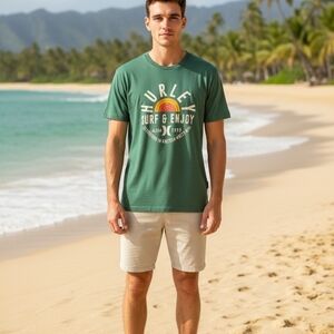 Hurley Green Surf & ENJOY T-Shirt, Size XL